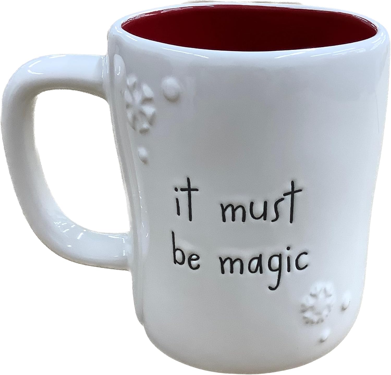 Rae Dunn Christmas Coffee Mug, Frosty & Hocus Pocus - It Must Be Magic, Red Interior
