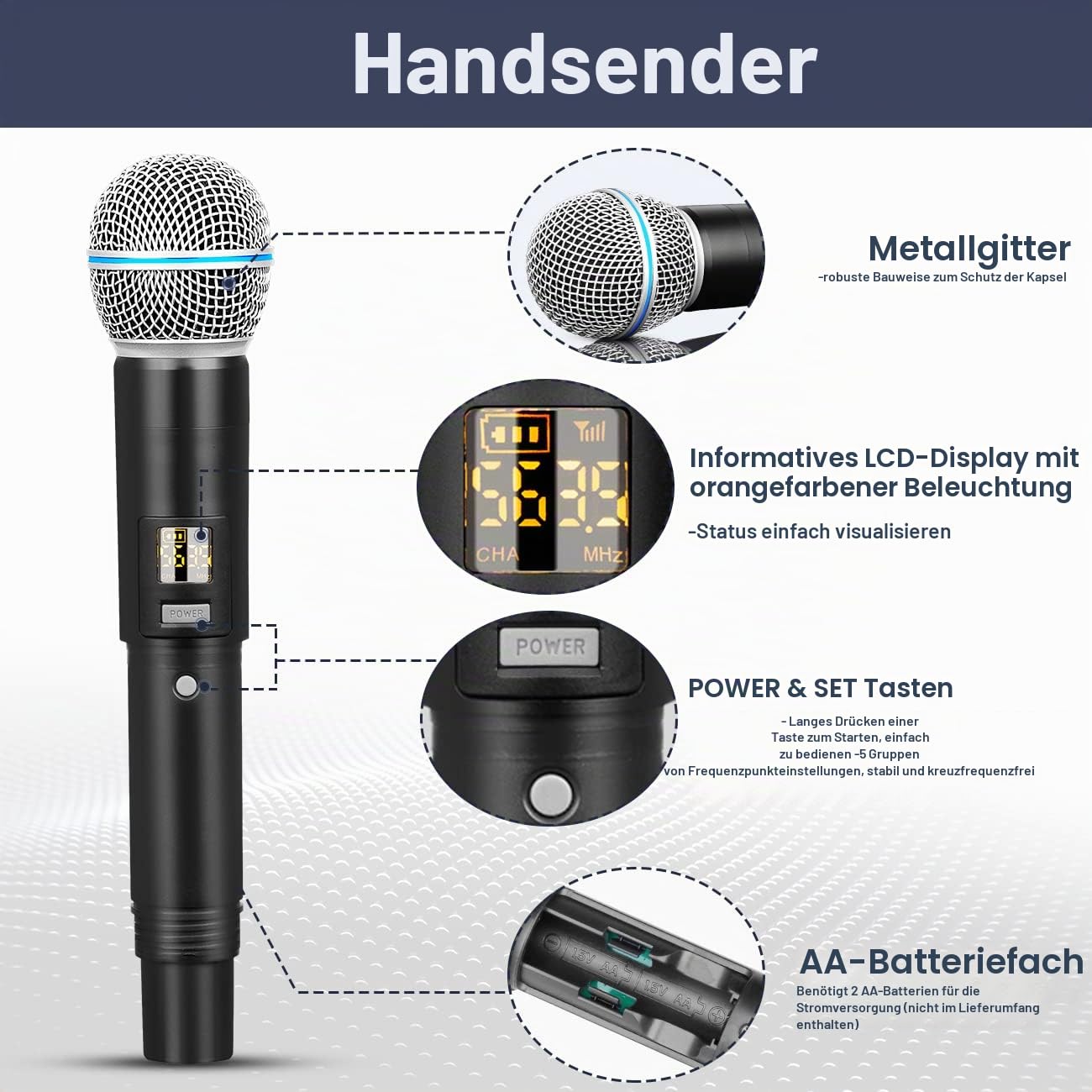 Depusheng R4 funkmikrofon kabellos mikrofon UHF Professionelles dynamisches drahtloses Drahtloses 4 Kanal Handmikrofon Heim KTV Set für Karaoke Party