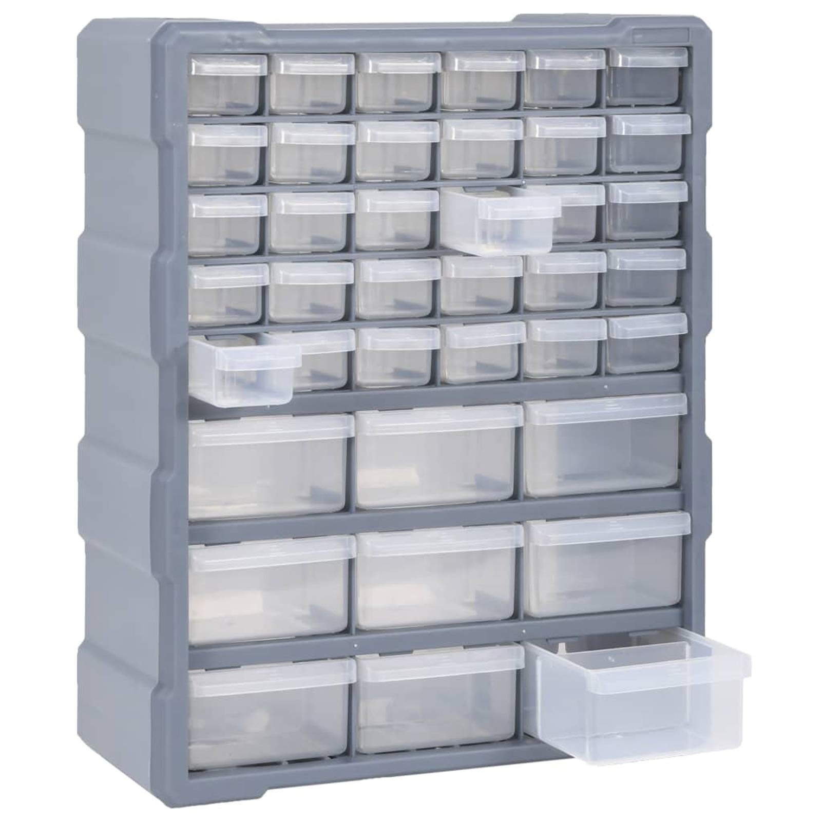 39 Organisateur d'armoire de Rangement Multi-tiroirs, Organisateur Maison Garage boîte à Outils Clou vis Bricolage Artisanat Passe-Temps, 38x16x47 cm, Gris