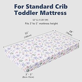 TILLYOU Baby Crib Sheets for Boys Girls, Super Soft Toddler Bed Sheets, 2 Pack Sheets for Standard Crib Mattress 28x52in, Brilliant Little Flowers