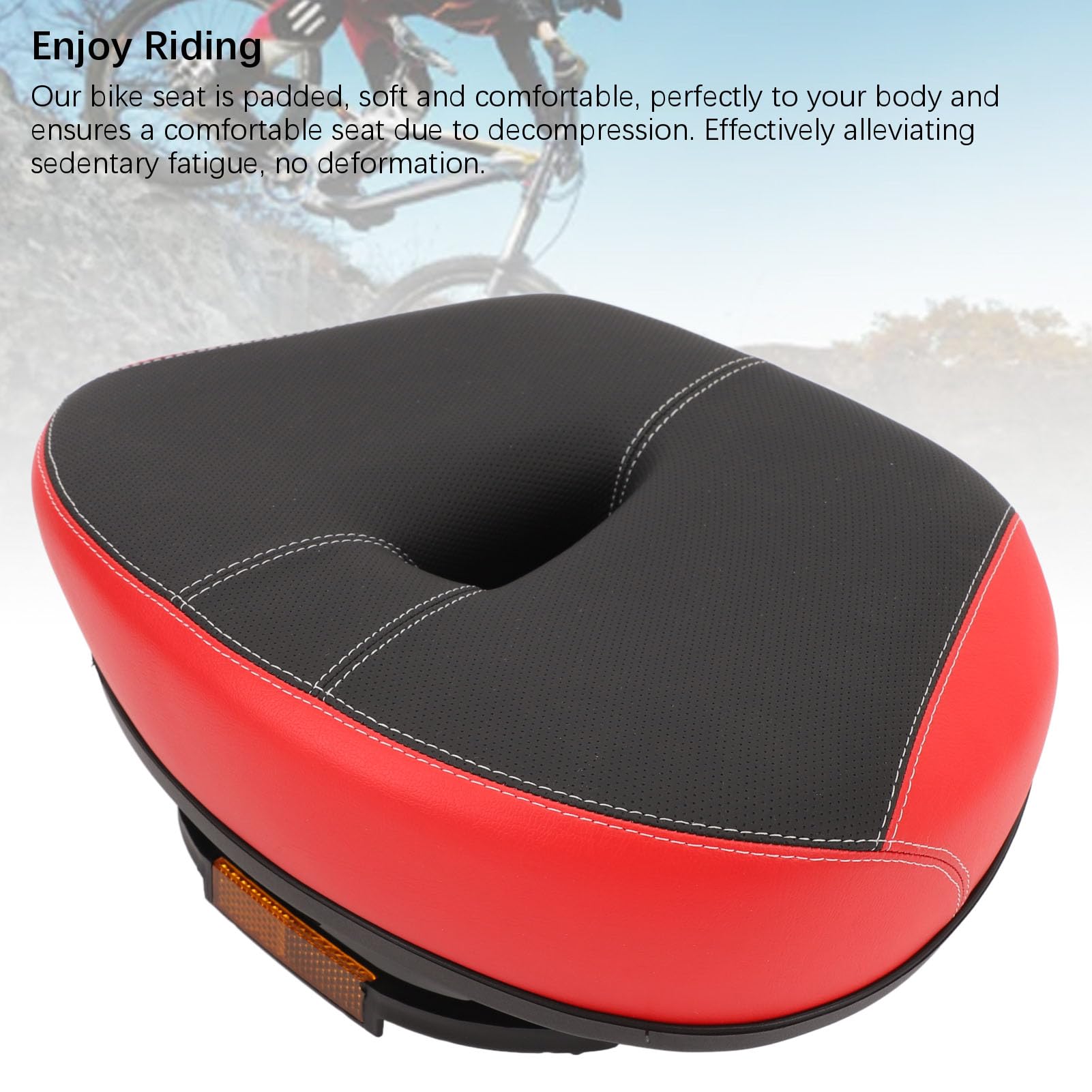 Siège de Vélo Large sans Nez avec Confort en Mousse à Mémoire de Forme, Remplacement de Selle de Siège Creux intégré, Absorption des Chocs pour Les Longues Distances, Rembourrage