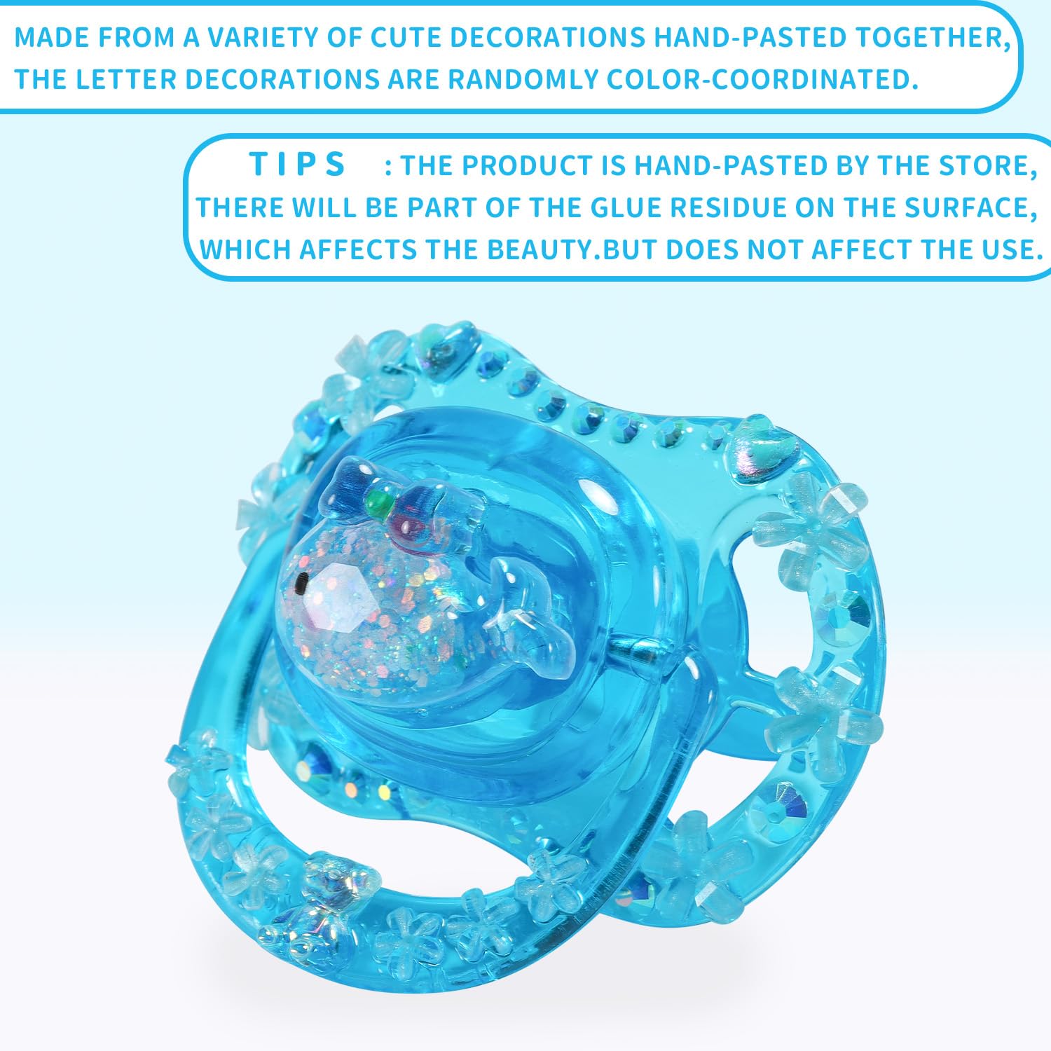 CutiePlusU Adult Sized Pacifier Dummy for Adult DIY Handmade-Small Whale Crystal Blue - Image 5