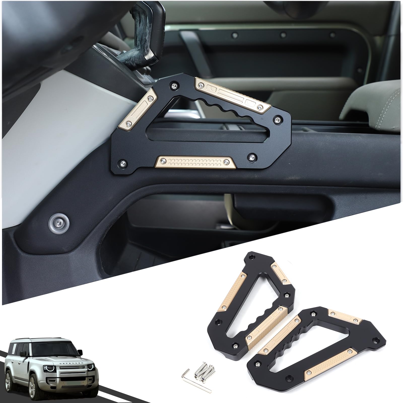 HIRUFAIT Grab Handles Compatible with Land Rover Defender 90 110 130 2020-2024, Aluminum Alloy Grab Handle Armrest for Center Console Both Side, Car