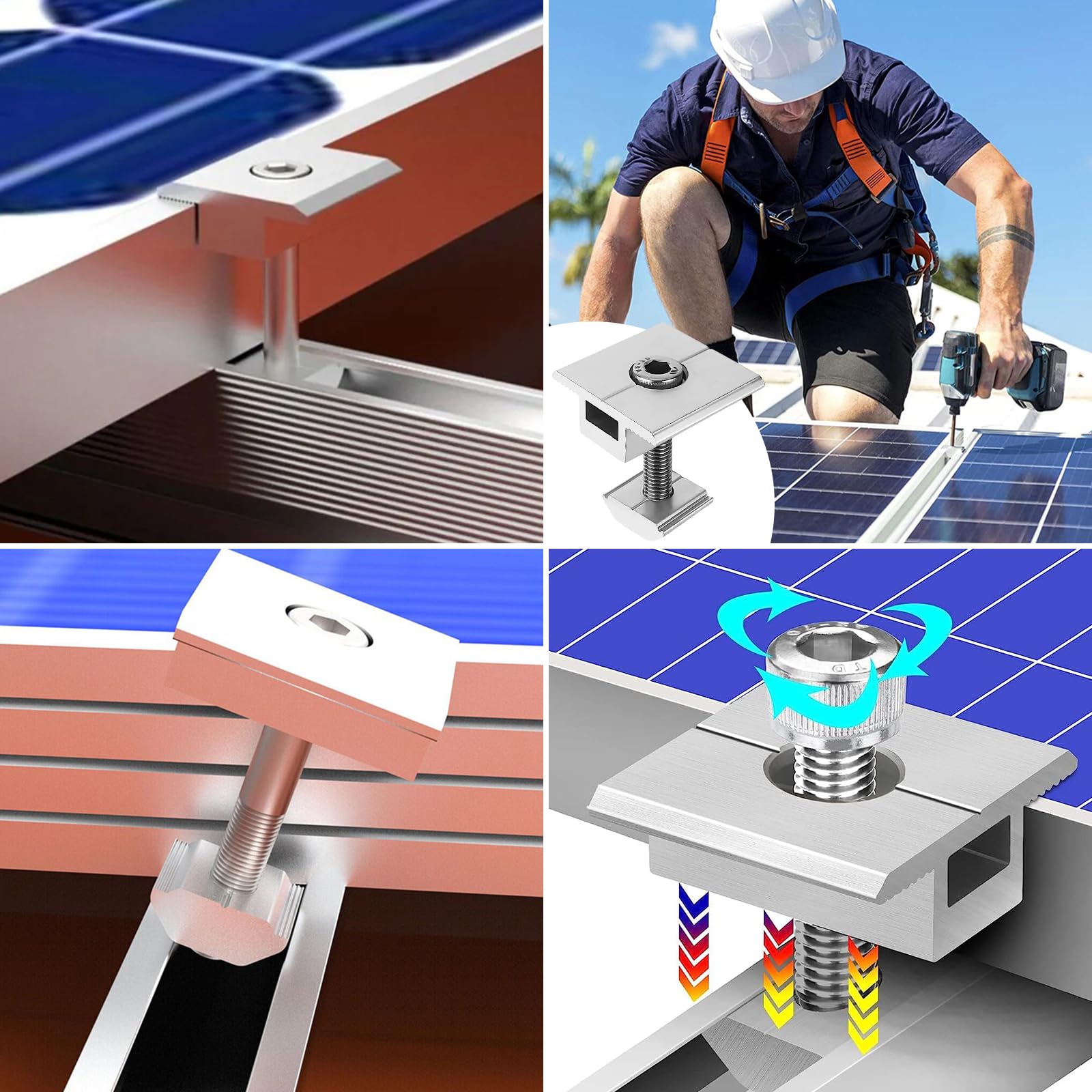 Supporto Per Pannello Solare In Alluminio, Lamiera Trapezoidale, Tetto - Foto 5