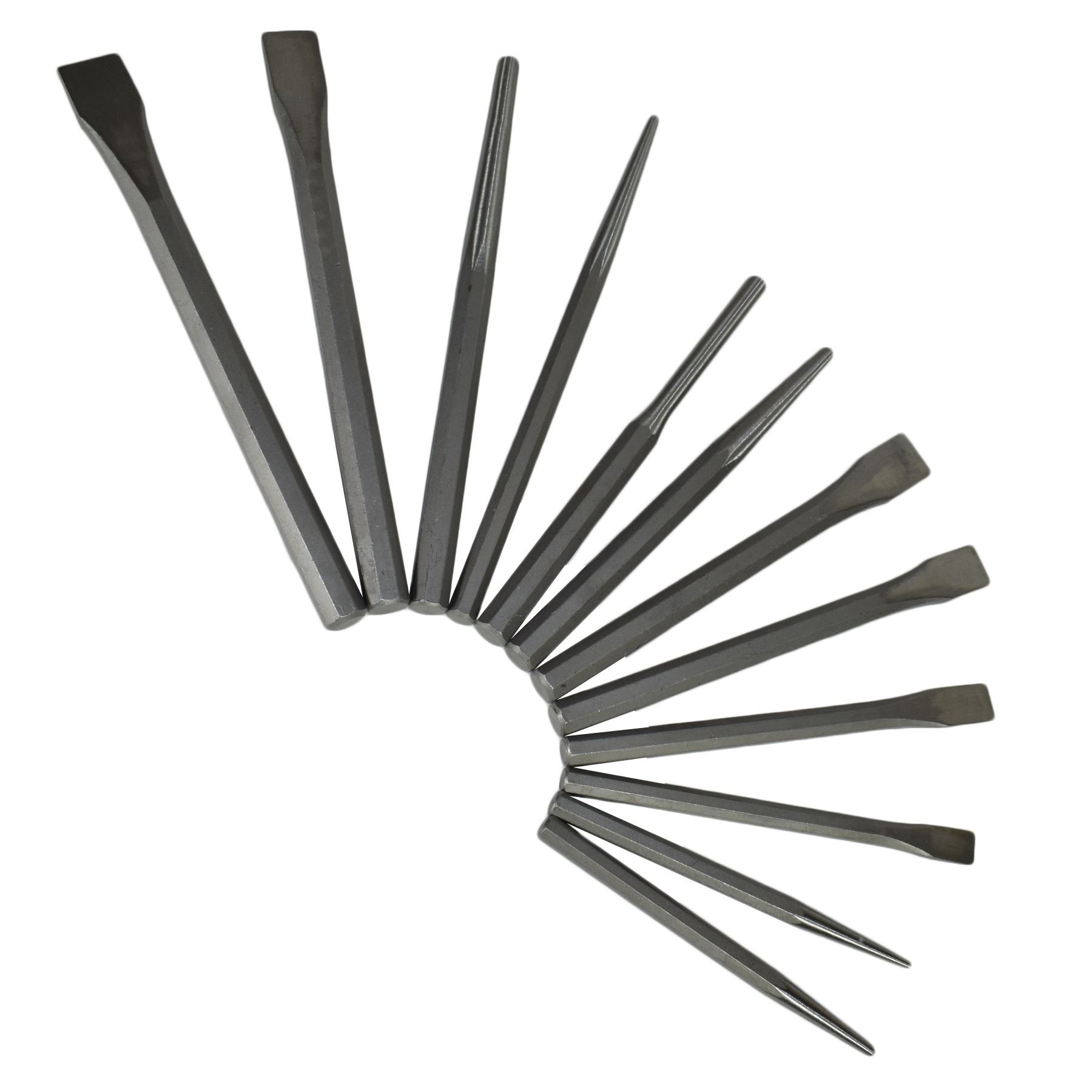 AB Tools Heavy Duty Industrial Chrome Vanadium Steel Cold Chisel Pin Punch Centre Punch Set 12pc