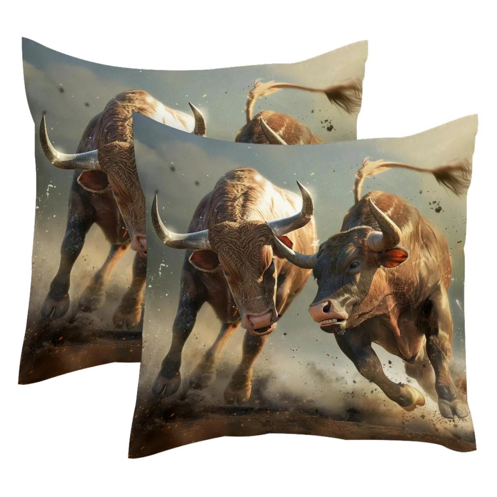 Housses de coussin 50x50 velours Two Fighting Bulls pour rénover vos vieux coussins