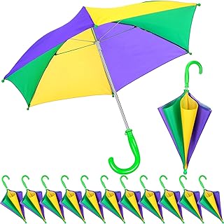12 Pcs Umbrella DIY Second Line Umbrella Parasol for Wedding Bridal Masquerade Party Accessories (Black Gold,Full 32 Inch Arc)