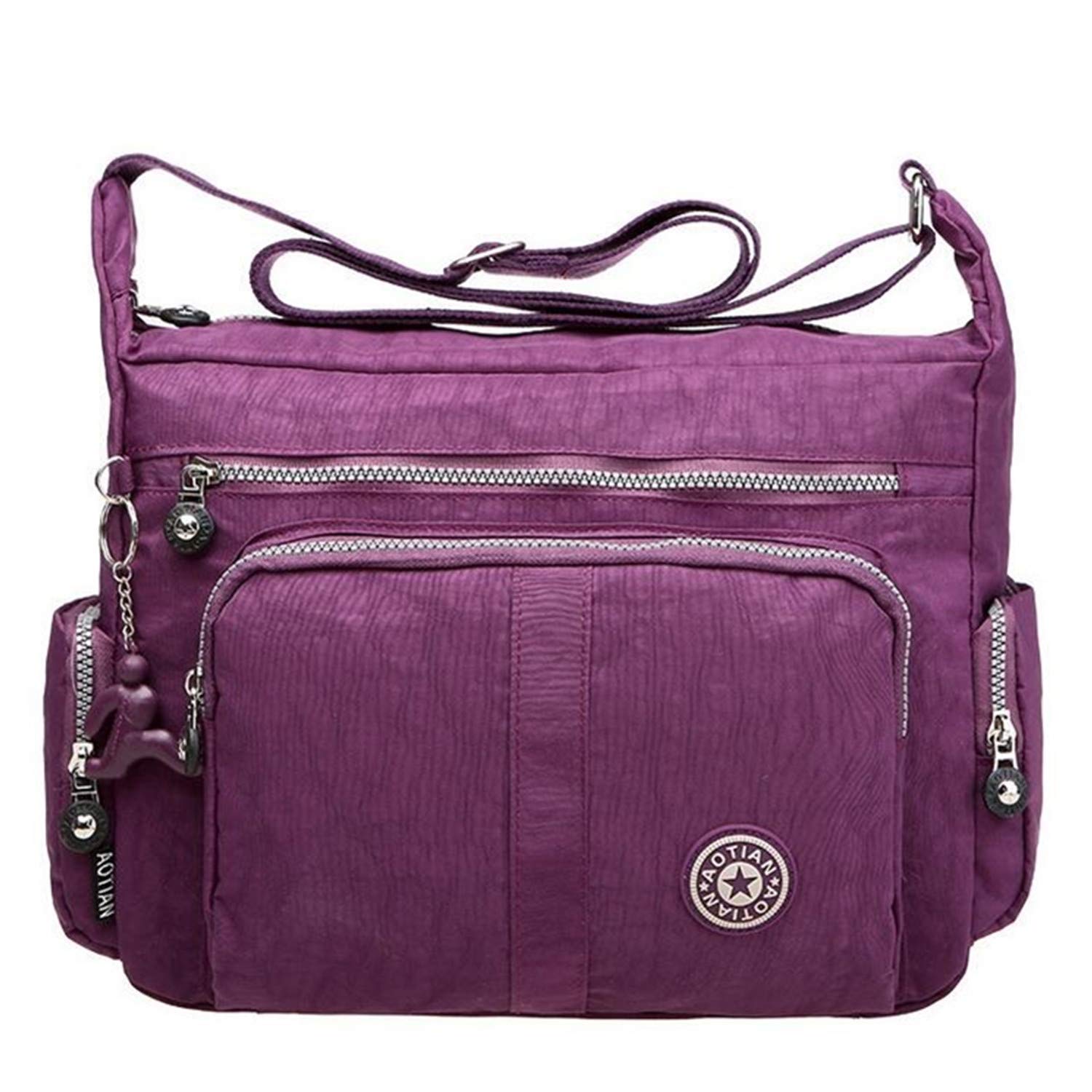 Large Capacity Casual Crossbody Bag Waterproof Nylon Shoulder messenger Bags Purse for women (A Large Purple)