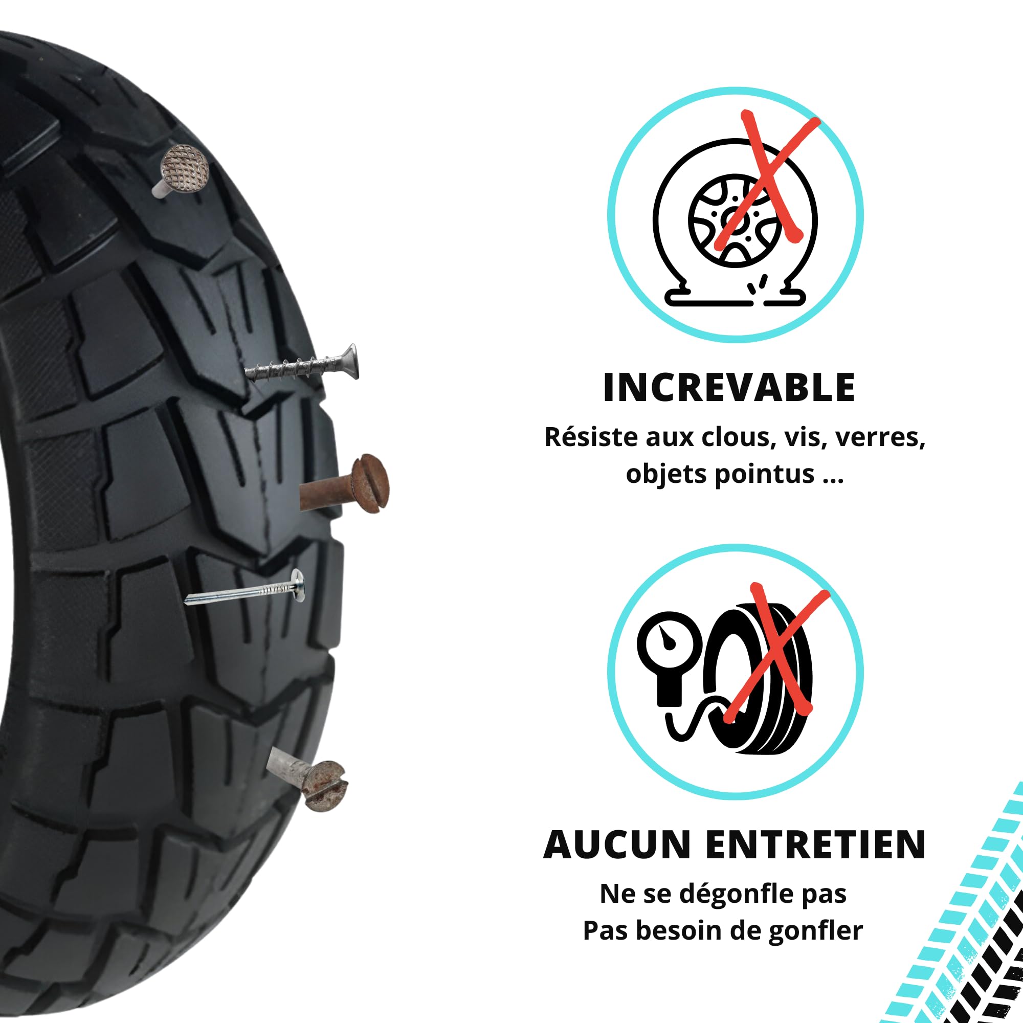 BITUME | Pneumatici Pieni Semi Offroad 2x 10x2.75-6.5 pollici per Monopattino Elettrico Urbanglide Ecross Pro e Max