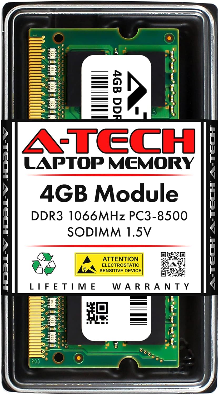 A-Tech 4GB RAM for Dell Latitude E5420m, E5510, E6410 Atg, E6510, XT2 | DDR3 1066MHz PC3-8500 SODIMM 1.5V Non-ECC Memory Upgrade