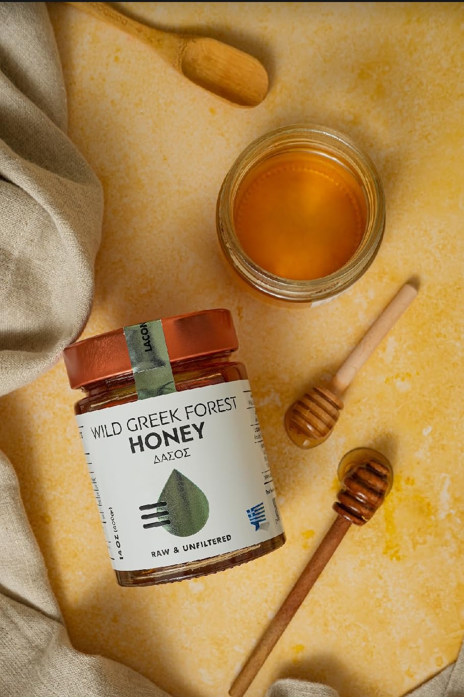 Laconic Foods | Wild Forest Honey | Raw Greek Honeydew Honey from Pine, Oak, Chestnut Trees & Wild Flowers | 315g