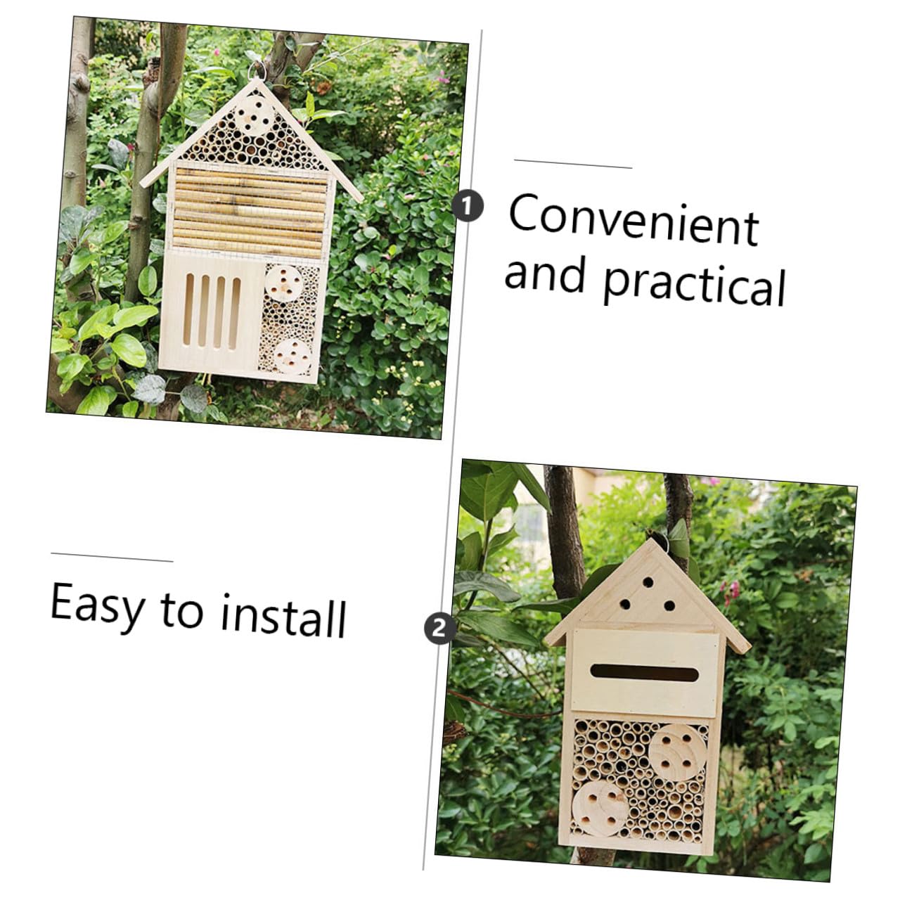 Yardenfun 2 Stück Bienenhaus mit Sicherem Dach Glatten Oberflächen Kinderbeobachtungshaus und Insektenhotel für Garten und Terrasse