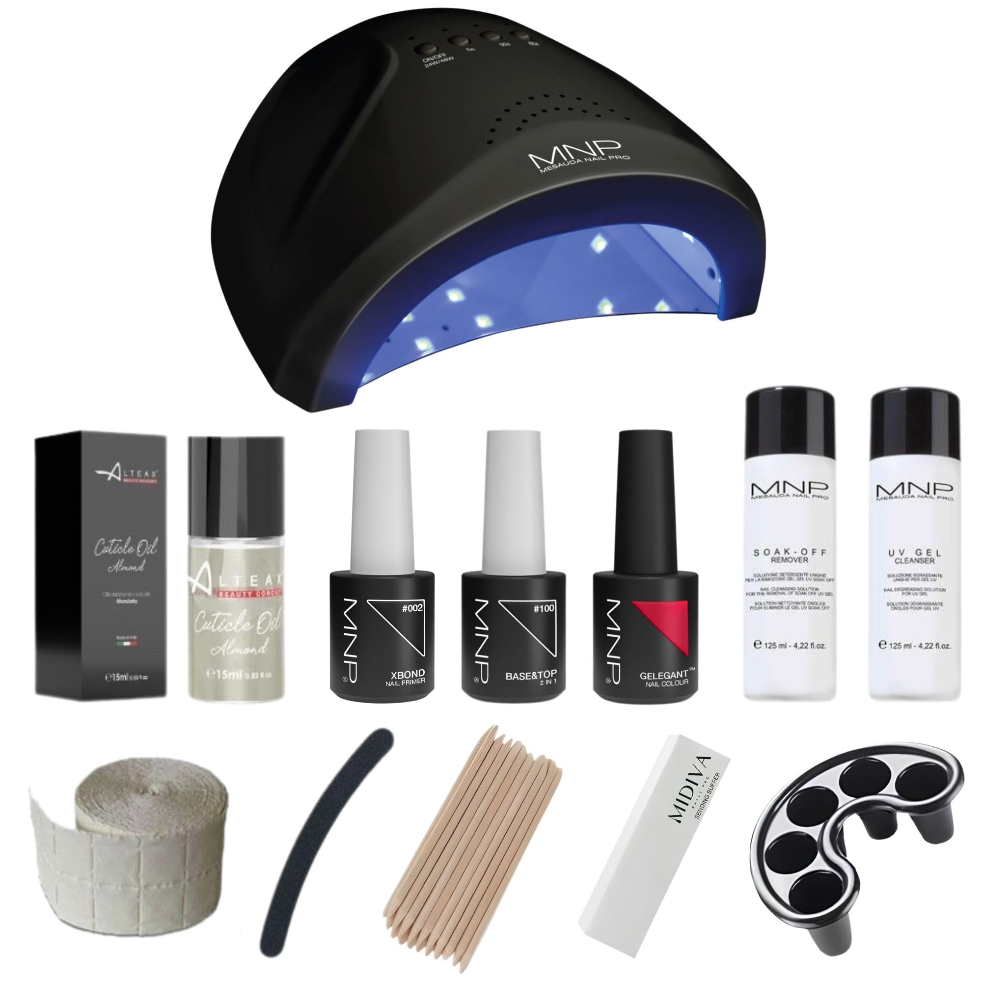 MESAUDA Starter Kit Gel Polish Senza TPO - Kit Semipermanente Unghie + Fornetto Led Professionale Mesauda -Omaggio Olio Cuticole Altéax® + Accessori e Istruzioni