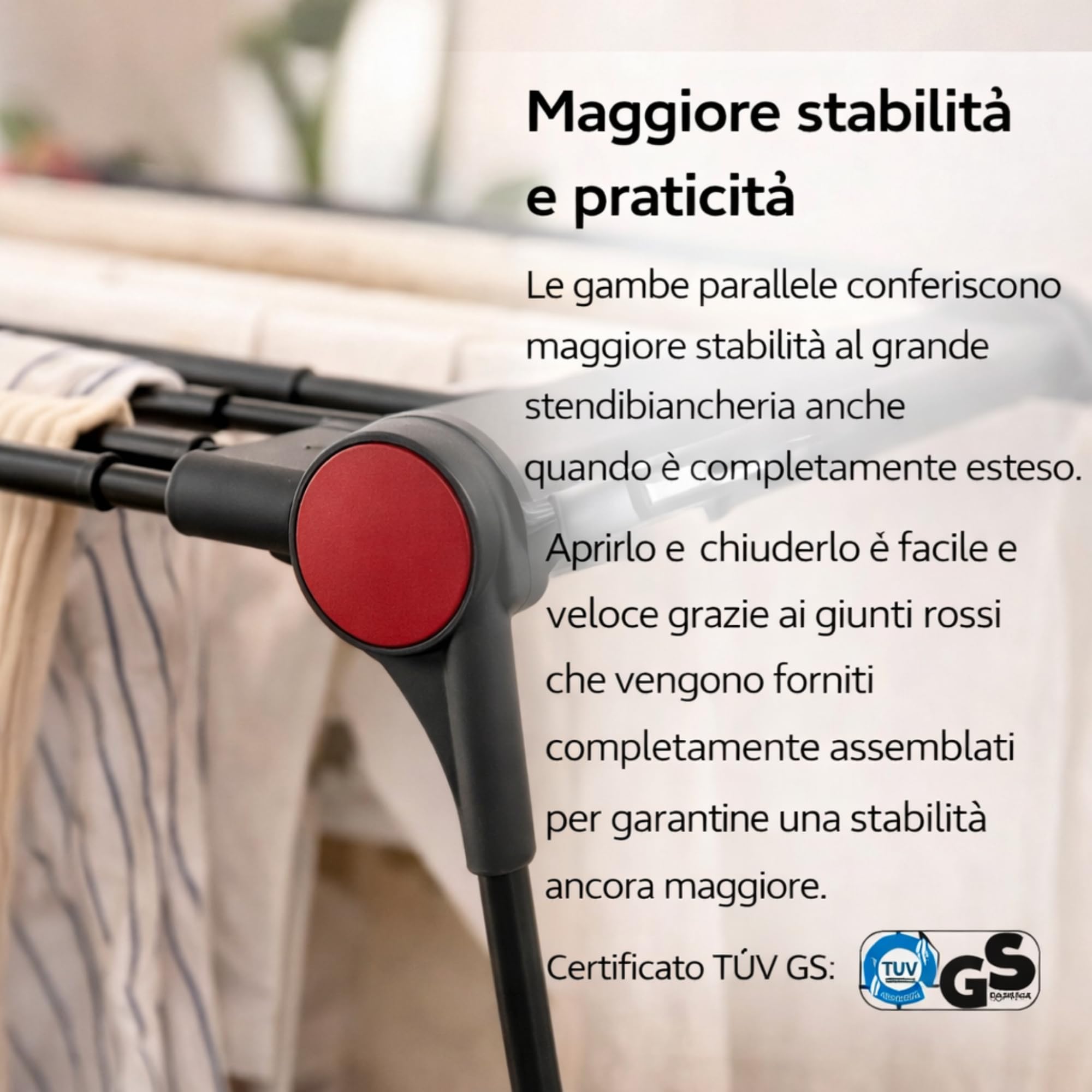 Stendino Pieghevole Infinity Flex Ultimate BLACK - Estensibile 2 metri con Ruote - 30 METRI di STENDITURA - Ali Alte per Lenzuola e Pantaloni - Stendibiancheria con Struttura in Acciaio e Alluminio