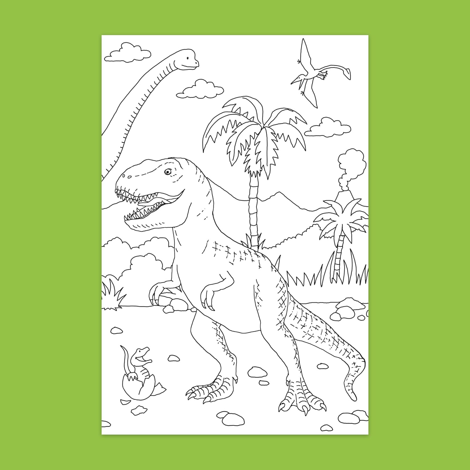 Book 'n' app: Color & Sticker Fun - Dinosaurs - Spiralbound Book, Prehistoric Coloring Scenes, 230+ Reusable Stickers, 3D Lenticular Cover, Kids 4+