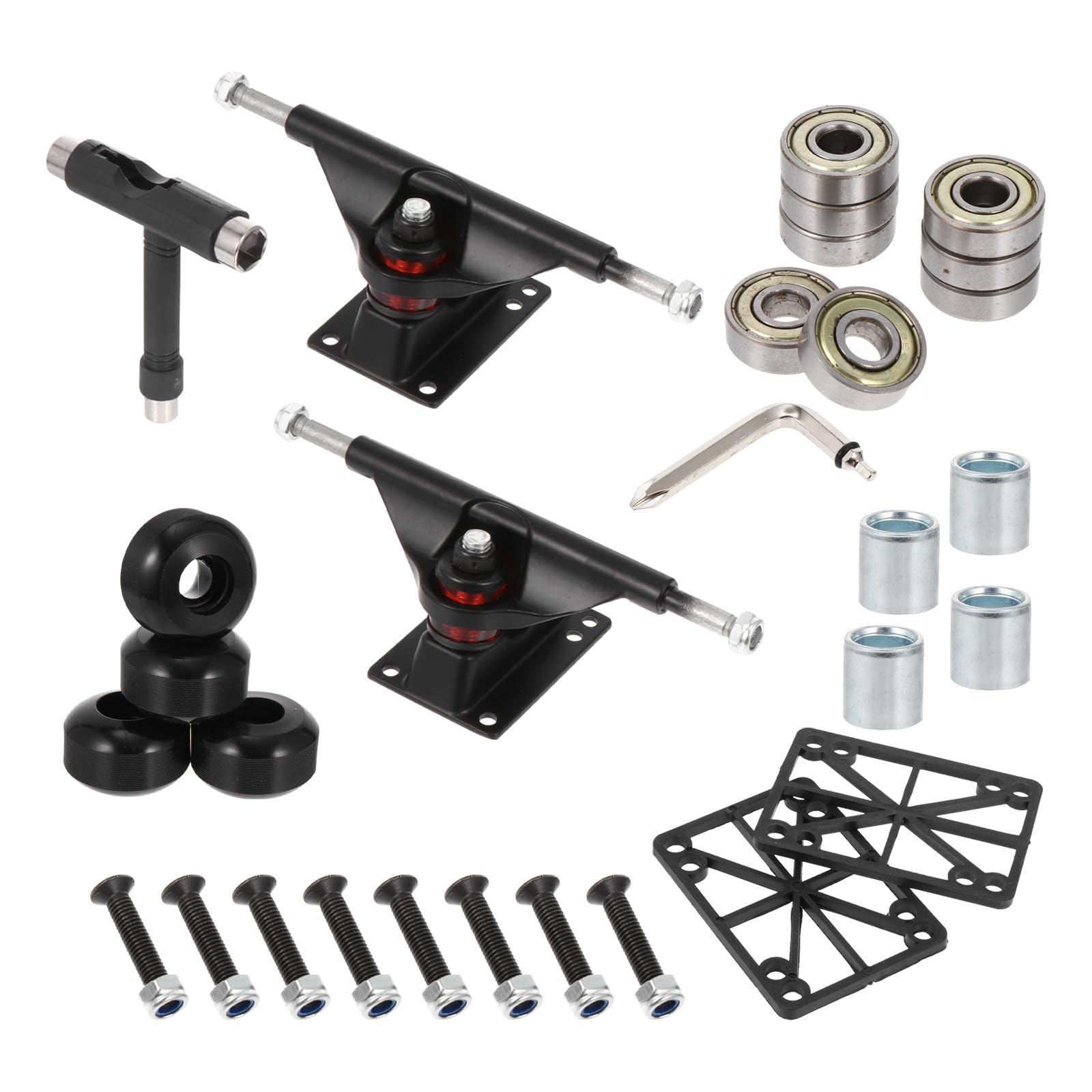 Kit Complet de Trucks Skateboard 1 Set en Alliage d'Aluminium Noir