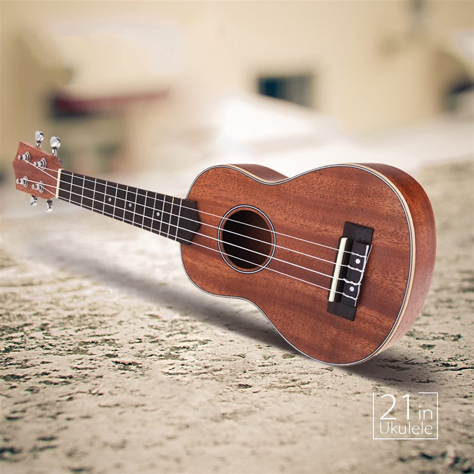 21 '' Kompakte Ukulele Hawaiianische Mahagoni-Aquila-Palisander-Griffbrücke Sopran-Saiten-Instrument 4-Saiten Hawaiianische Ukulele