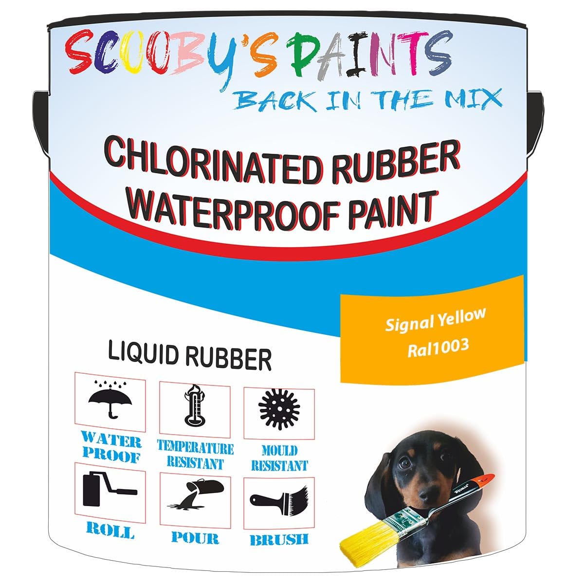 Scooby's Paints Chlorinated Rubber Waterproof Paint, Liquid Rubber (Signal Yellow Ral1003, 1 Liter) โ image 1