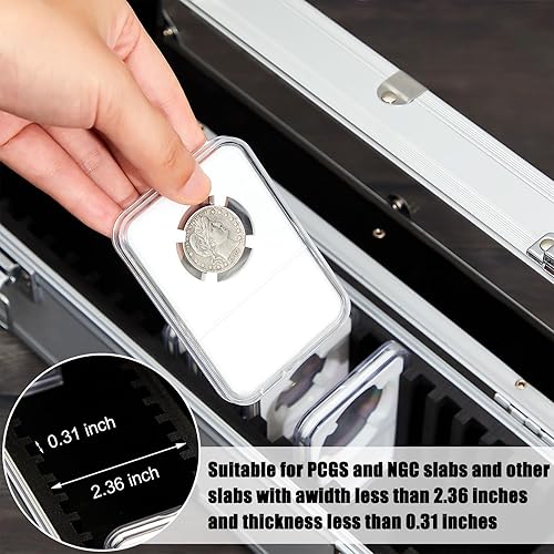 Miniatura 4 de Funrous Caja de almacenamiento de monedas de aluminio para 1005020 losas para soportes de losas, suministros de colección, caja de almacenamiento