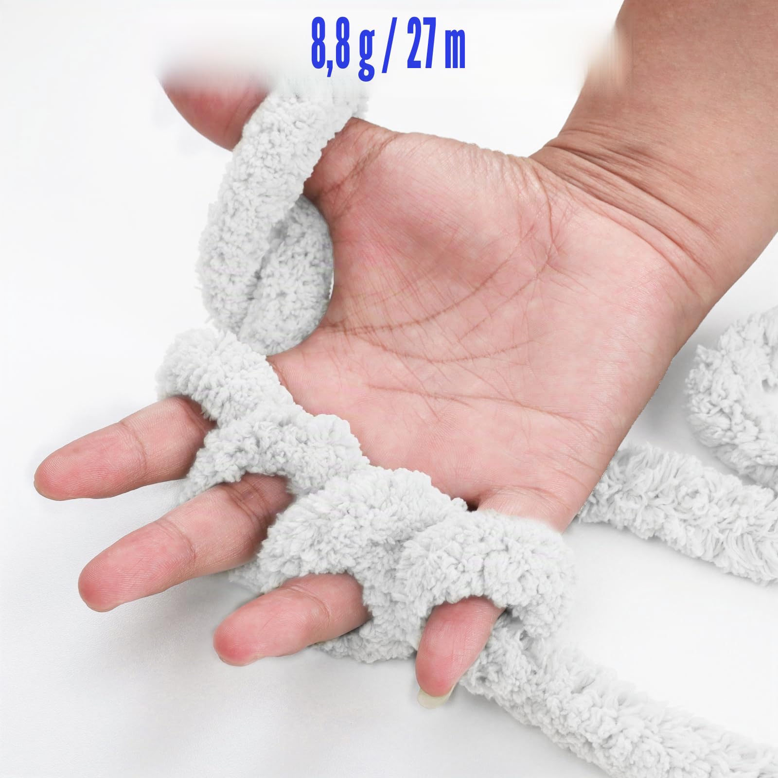 6 gomitoli di filato di ciniglia bianca, per lavori a maglia a mano, filato spesso e grosso peluche per fai da te, filato extra voluminoso (27 metri, 250 g