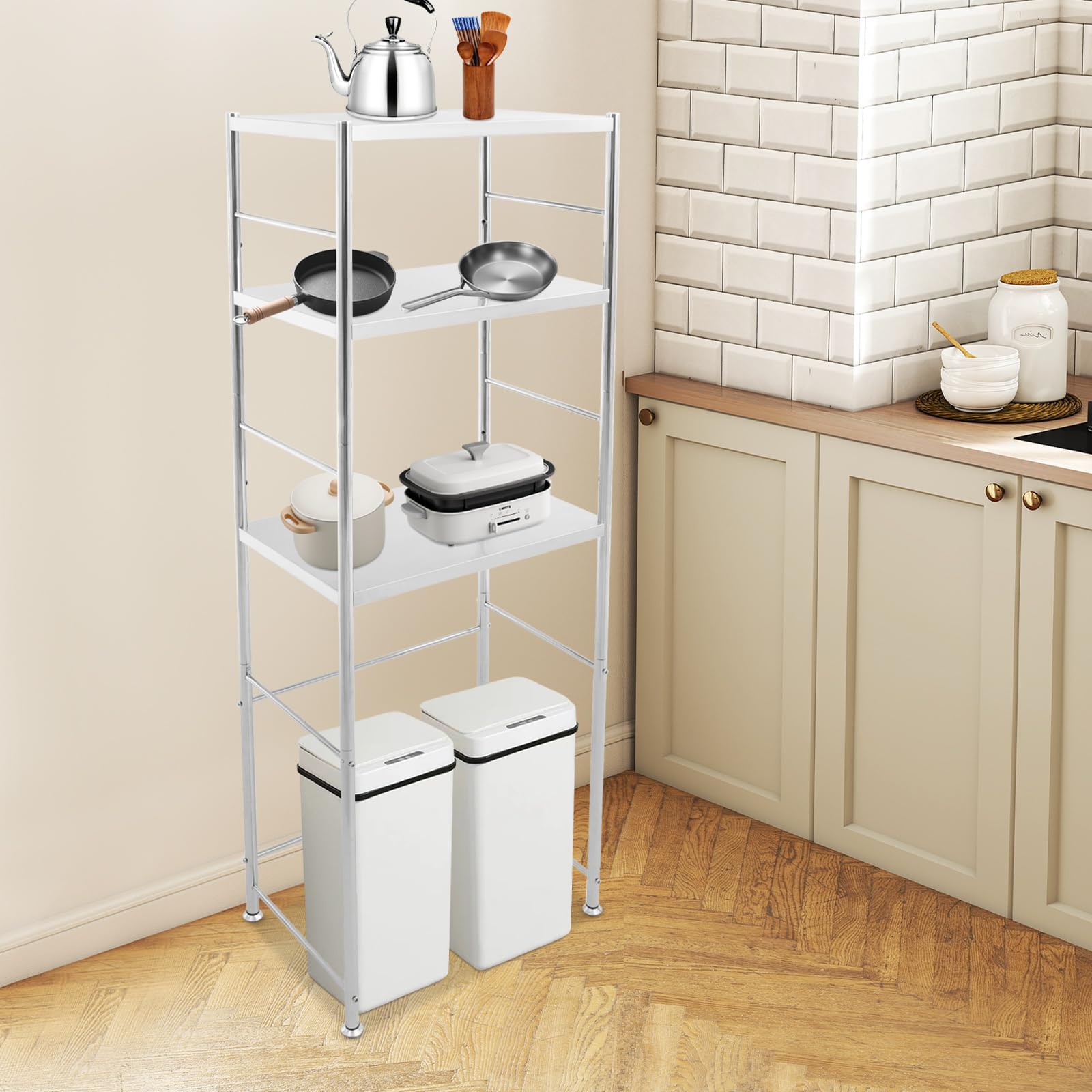 Estantería de acero inoxidable de 3 niveles, estantes de cocina, estantería de almacenamiento, estantería para cargas pesadas, estantería de almacenamiento, estantería de almacenamiento para