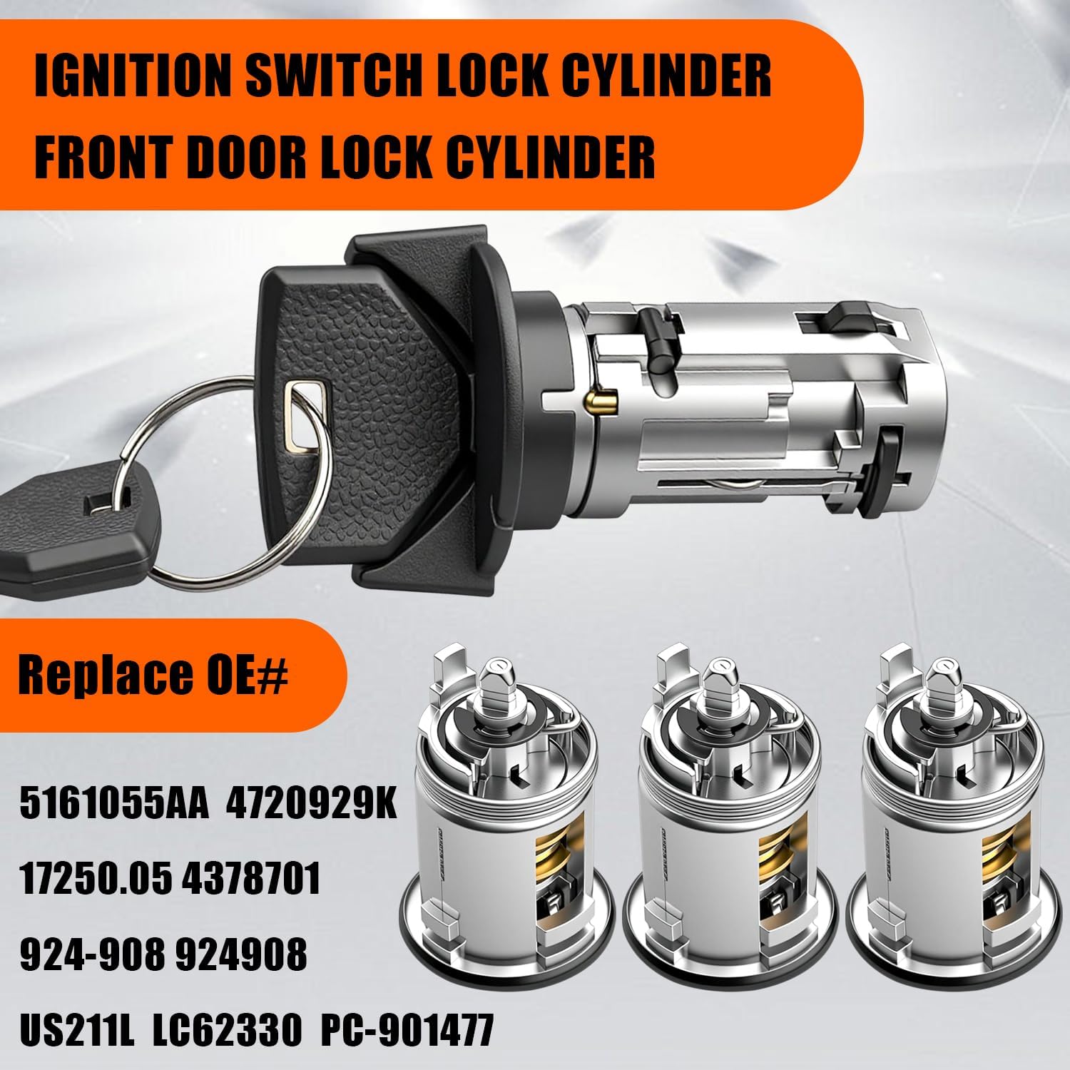 Ignition Switch & Door Lock Cylinders with Keys fit for 90-96 Jeep, for Wrangler YJ Cherokee XJ Grand Cherokee ZJ Comanche, for 90-93 Dodge, for Viper Dakota, Replace OE 5161055AA 4720929K 17250.05