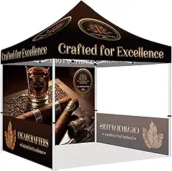 Barraca personalizada 25,4 x 25,4 cm com logotipo, tenda de dossel pop-up personalizada com paredes opcionais para eventos de negócios, feiras, feiras de fazendeiros, bolsa de rolo incluída (garro)