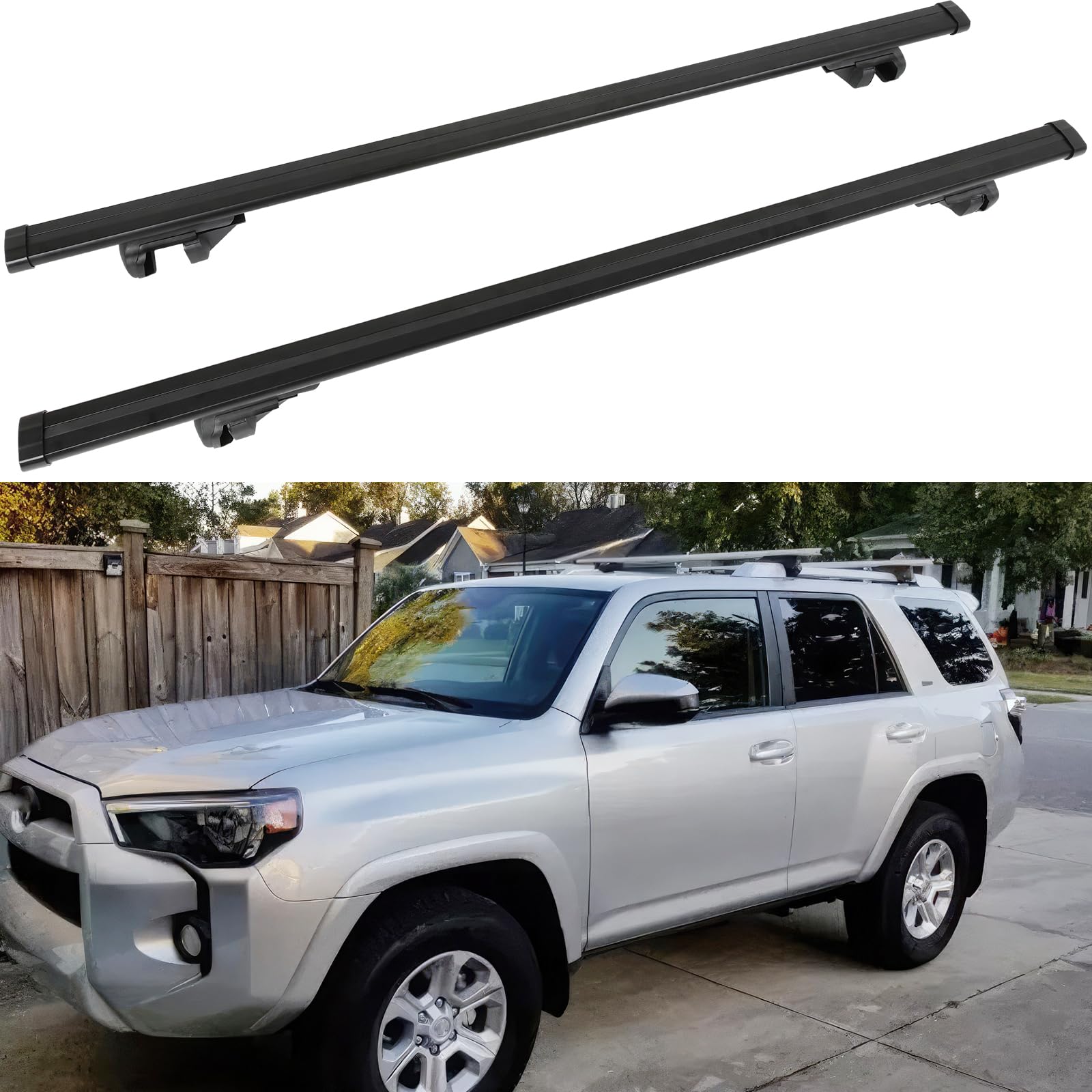 DREAMOTORRoof Rack Cross Bars, 53" Aluminum Universal Roof Rack Crossbars with Anti-Theft Lock, 165 LBS Load Capacity, Fit Roof Without Side Rail for Sedan Pick-up Truck 2PCS