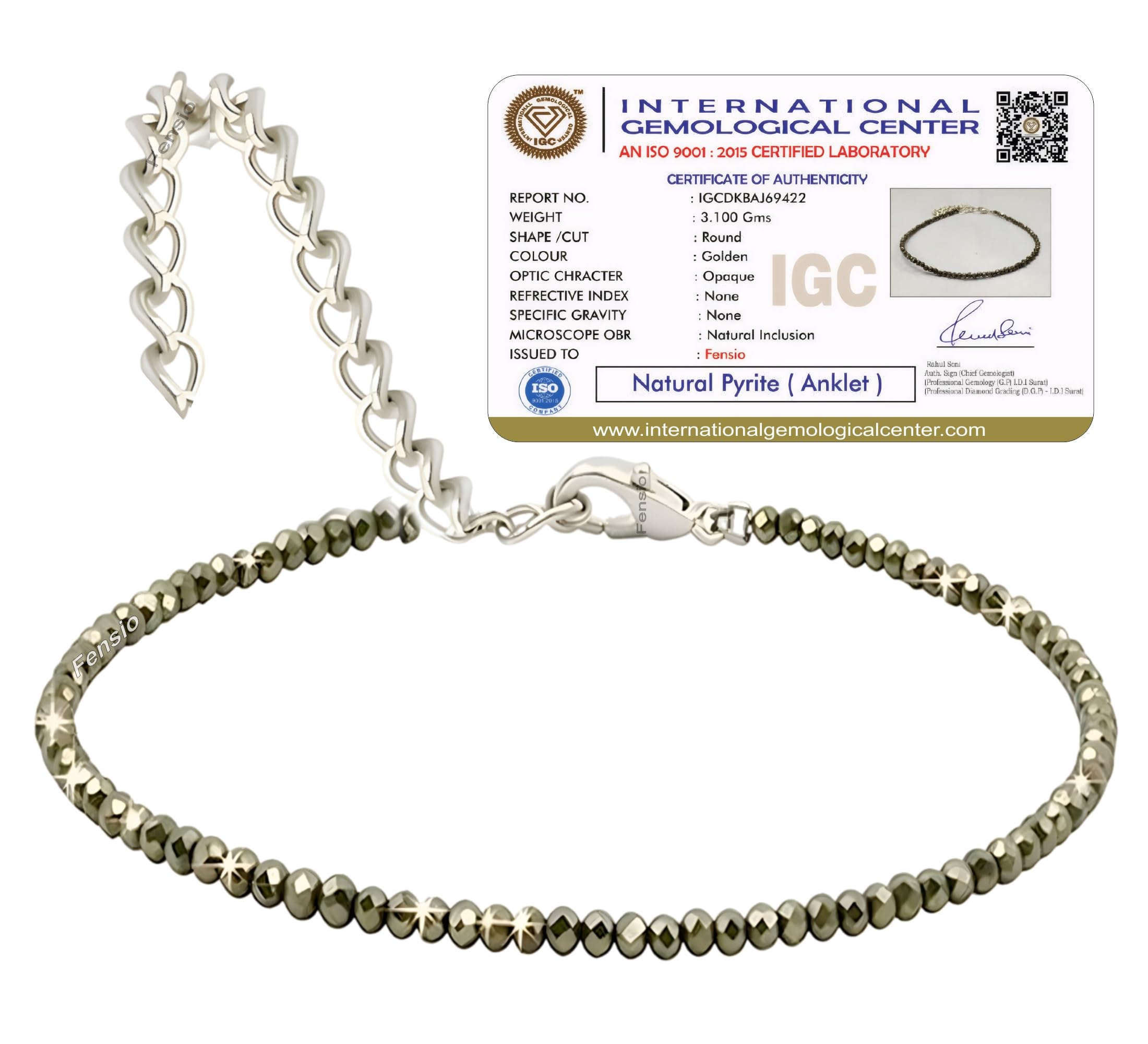Certified Raw Pyrite Anklet for Women & Girls | Money Magnet Pyrite Stone for Wealth, Protection, Positivity & Power | Handcrafted Healing Crystal Adjustable Spiritual Jewellery | Stylish Best Gift Item-image-35