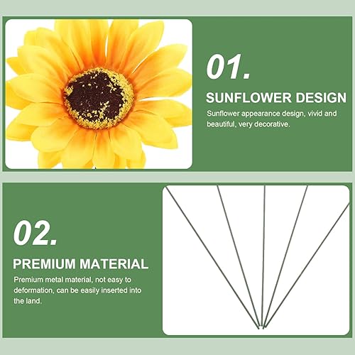 Miniatura 9 de SEWACC Juego de 5 piezas de metal grande con diseño de girasol, decoración de jardín, a prueba de óxido, margarita amarilla, flor de metal, arte