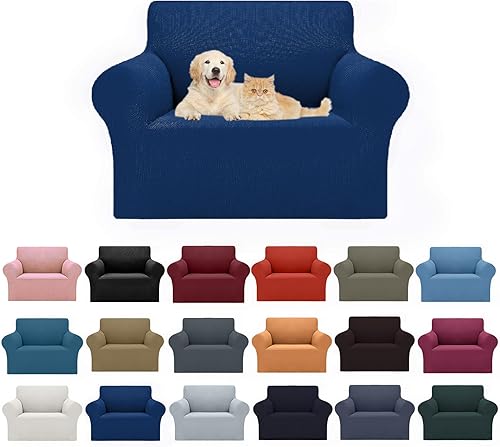 Miniatura 47 de Cupuamon Fundas protectoras para sofá de 4 plazas, elásticas de gran tamaño, con parte inferior elástica de tela jacquard, a cuadros pequeños para