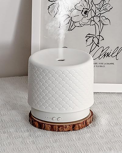 Miniatura 10 de Difusor de aceite esencial, difusor de aromaterapia de 9.5 fl oz, difusor ultrasónico de niebla fría con apagado automático, difusor de cerámica