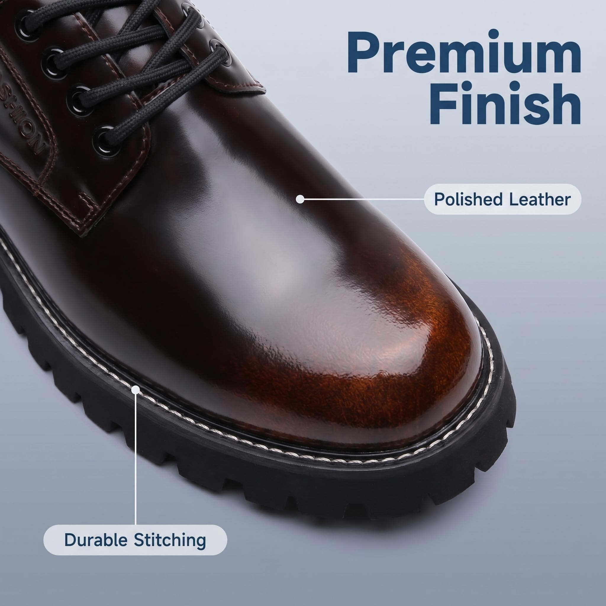 Scarpe Derby Uomo Pelle Verniciata Lucida Platform Suola Spessa Dentata Stringate Vintage Marroni Altezza Aggiunta, Scarpe Eleganti Casual Business Cerimonia Antiscivolo