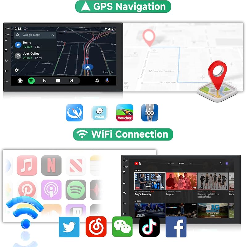 Rimoody 2DIN 7" Android Autórádió 1+32GB GPS Navigáció Tükrözés Kormánytávírányítás