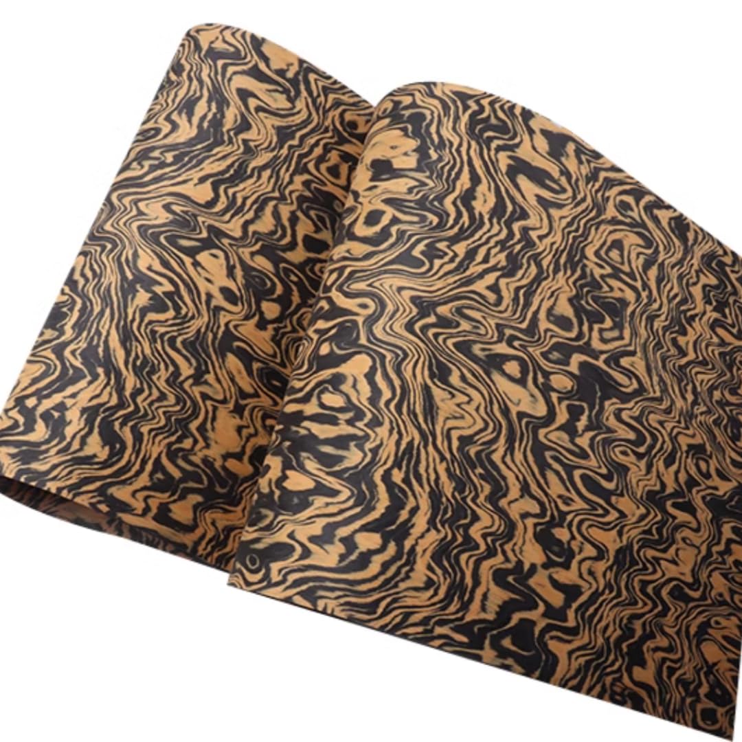 98x20.8Inch (2.5x0.53Meter) 0.5mm Thick Gold Teak Pattern Technological Wood Veneer for DIY Handmade, Wall, Woodworking, Cabinet, Door, and Automotive Interior Decoration