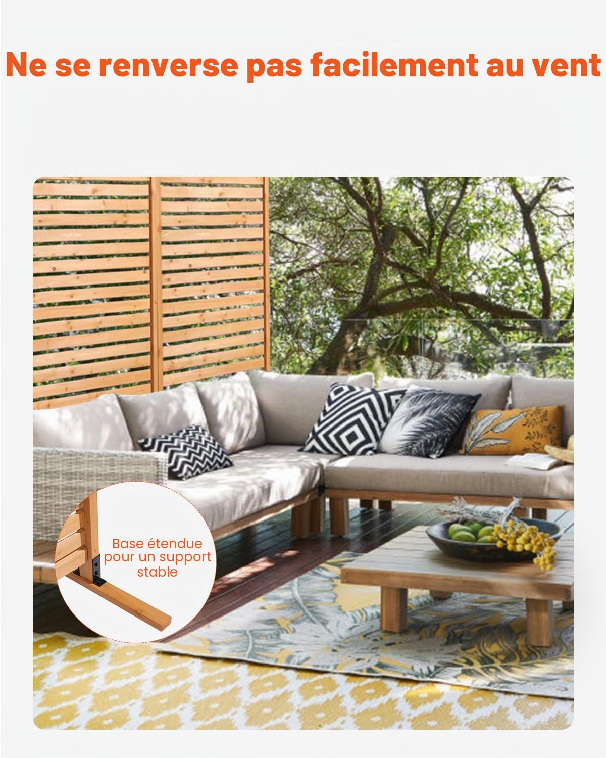 VEVOR Brise-Vue en Bois, 91x186 cm, Panneau Intimité Autoportant avec Support, Écran de Confidentialité Décoratif, Paravent Séparateur Extérieur Durable pour Patio, Balcon, Terrasse, Pelouse, Jardin | Cloison de séparation pour balcon, terrasse, pelouse,