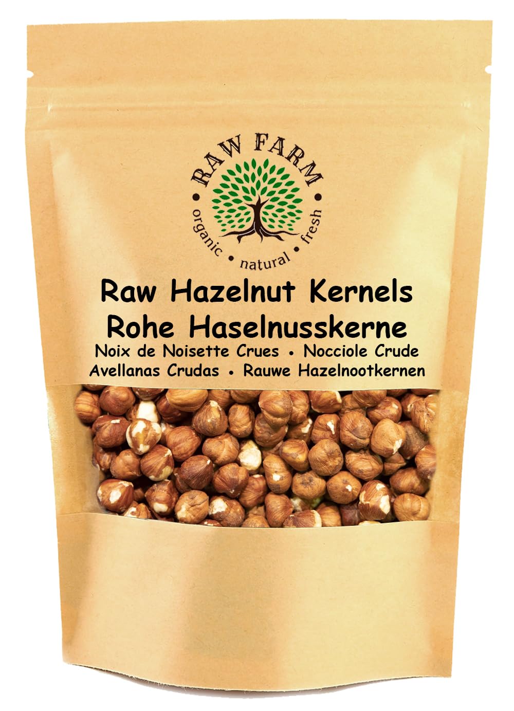 Raw Farm - Avellanas Crudas Enteras - 1kg - Sin Gluten y Sin Soja, Naturales y Nutritivas