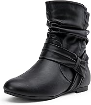 Vepose Women's Slouch Ankle Flat Boots Fashion Short Low Heel Zipper 939A Booties
