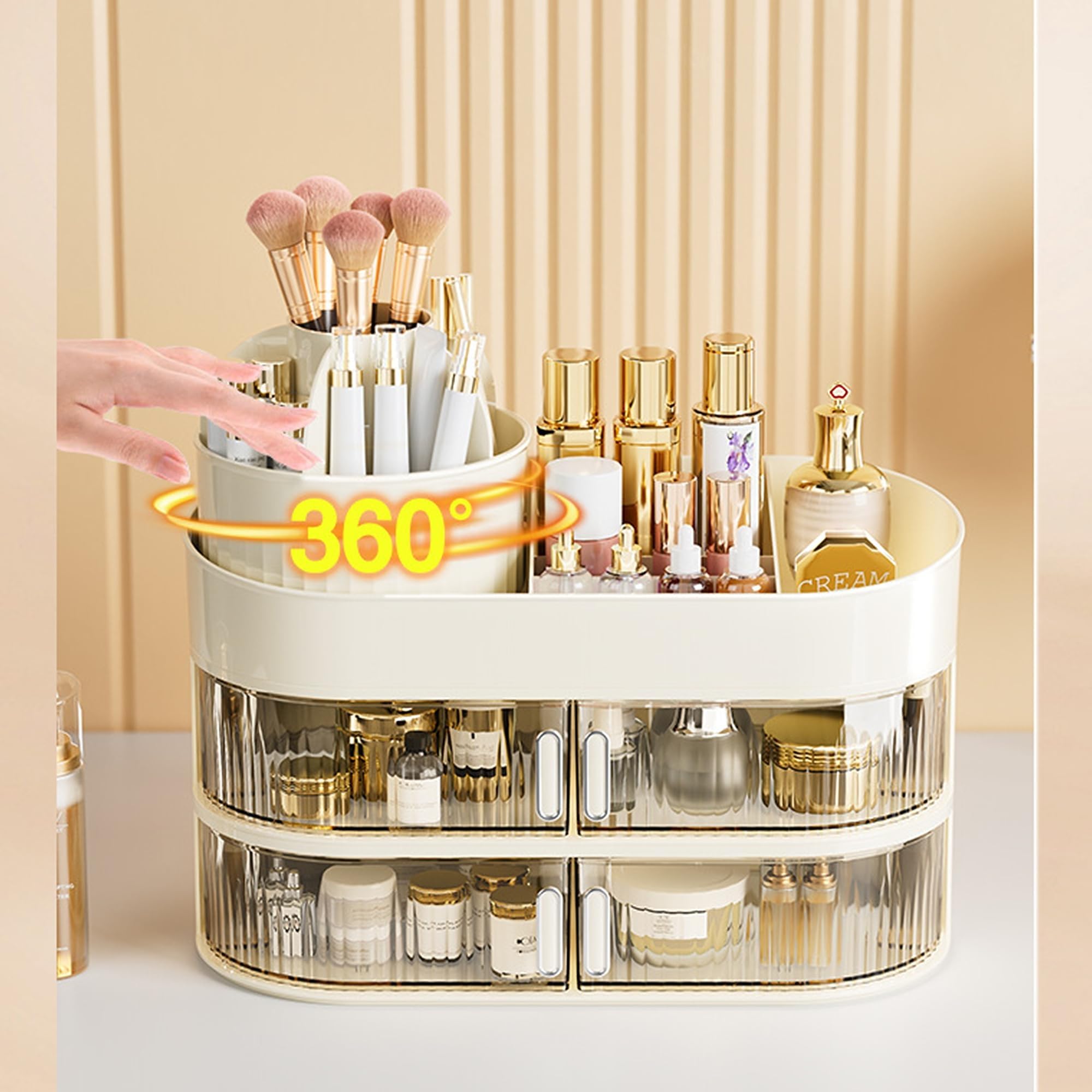 Porta Trucchi Organizer per Trucco con Cassetti Organizzatore di Trucco Multifunzione per Cosmetici per Pennelli Eyeliner Rossetto in Camera da Letto