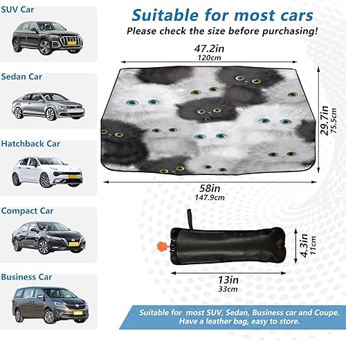 Miniatura 3 de ALAZA Parasol para parabrisas de automóvil, diseño de gatito persa lindo gato, protector de visera plegable para parabrisas de automóvil, para la