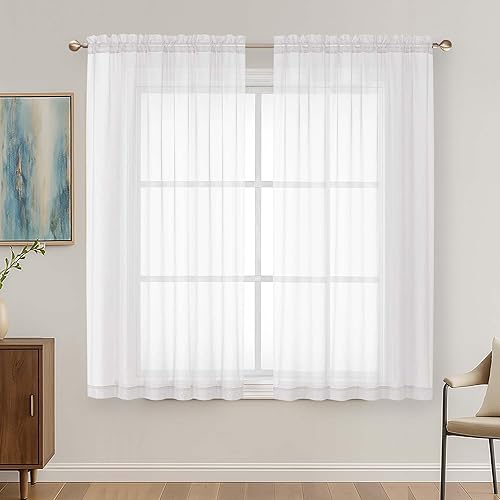 Miniatura 236 de OVZME 2 paneles de cortina traslúcidas para ventana, 96 pulgadas de largo, para dormitorio, diseño de bolsillo superior para cortinero, tratamiento