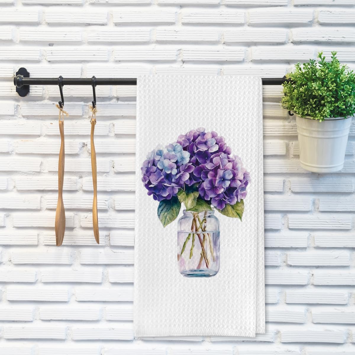 Hydrangea Gifts Kitchen Towels, Purple Hydrangea Decorative Towels for Bar Kitchen Bathroom - Image 6