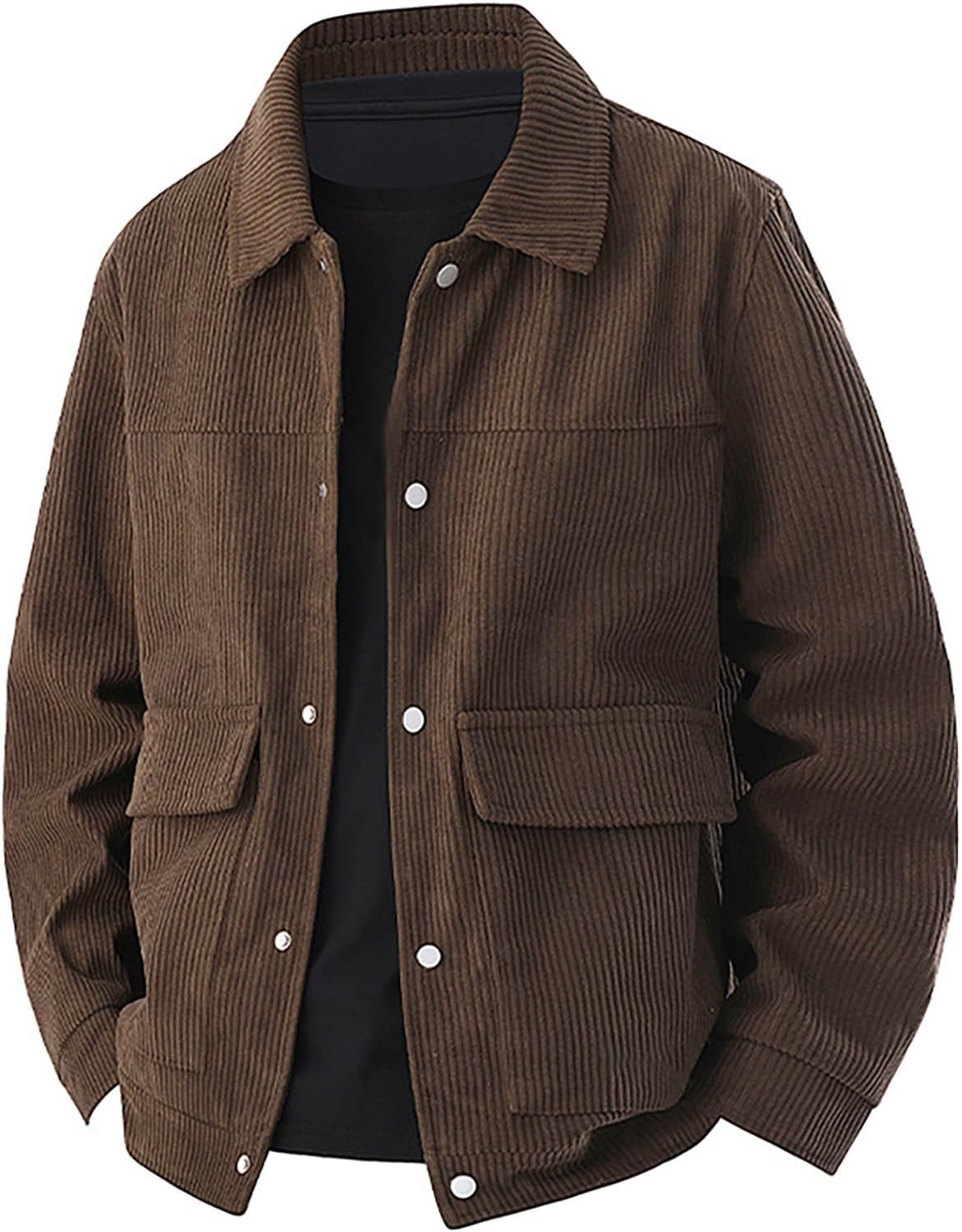 JOFOW Casual Jackets for Men Button Down Fashion Lapel Long Sleeve Running Hiking Shirt Jacket