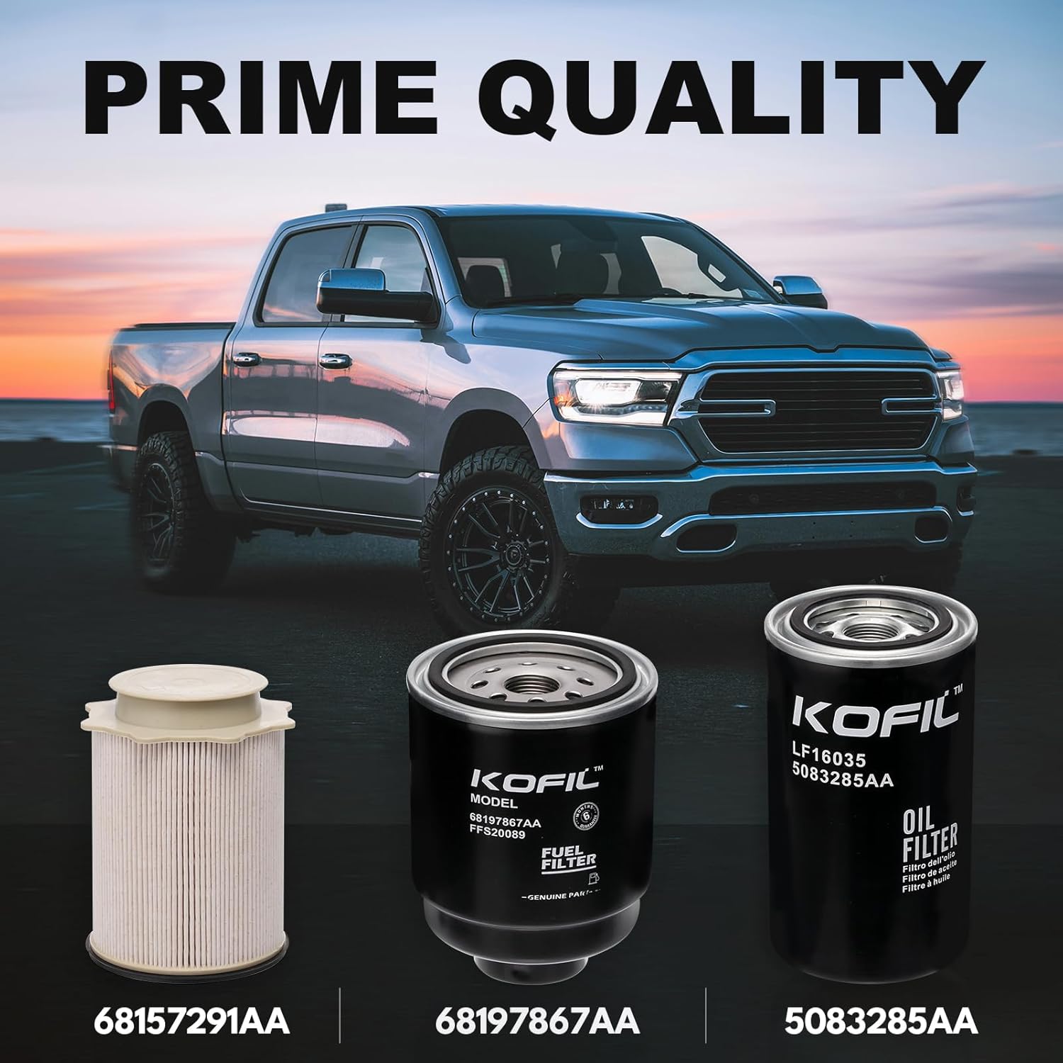 6.7L Cummins Fuel Filter Water Separator and Oil Filter Set, Compatible with 2013-2018 Dodge Ram 2500 3500 4500 5500, Replaces# 68197867AA, 68157291AA, 5083285AA