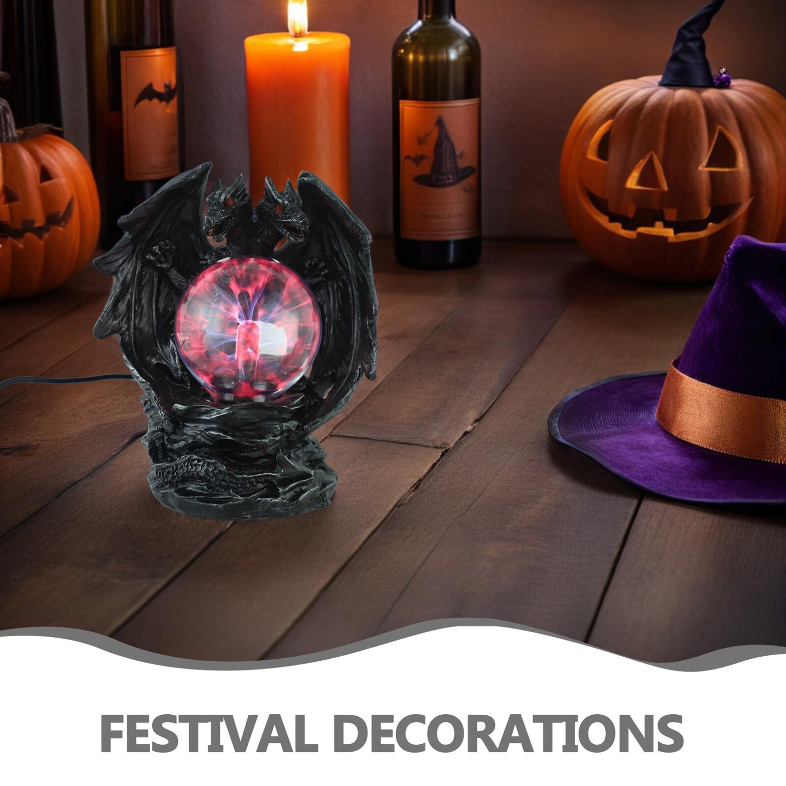 Abaodam Lampada al Plasma Drago per Decorazione Halloween con Effetto Luminoso Vivido, Alimentazione USB e Design Creativo in Resina per Soggiorno e Camera