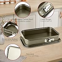 Vista 4 de Kenond Molde grande desmontable para tartas, molde rectangular para tartas de queso de 14 x 11 pulgadas, utensilios para hornear tiramisú con 50