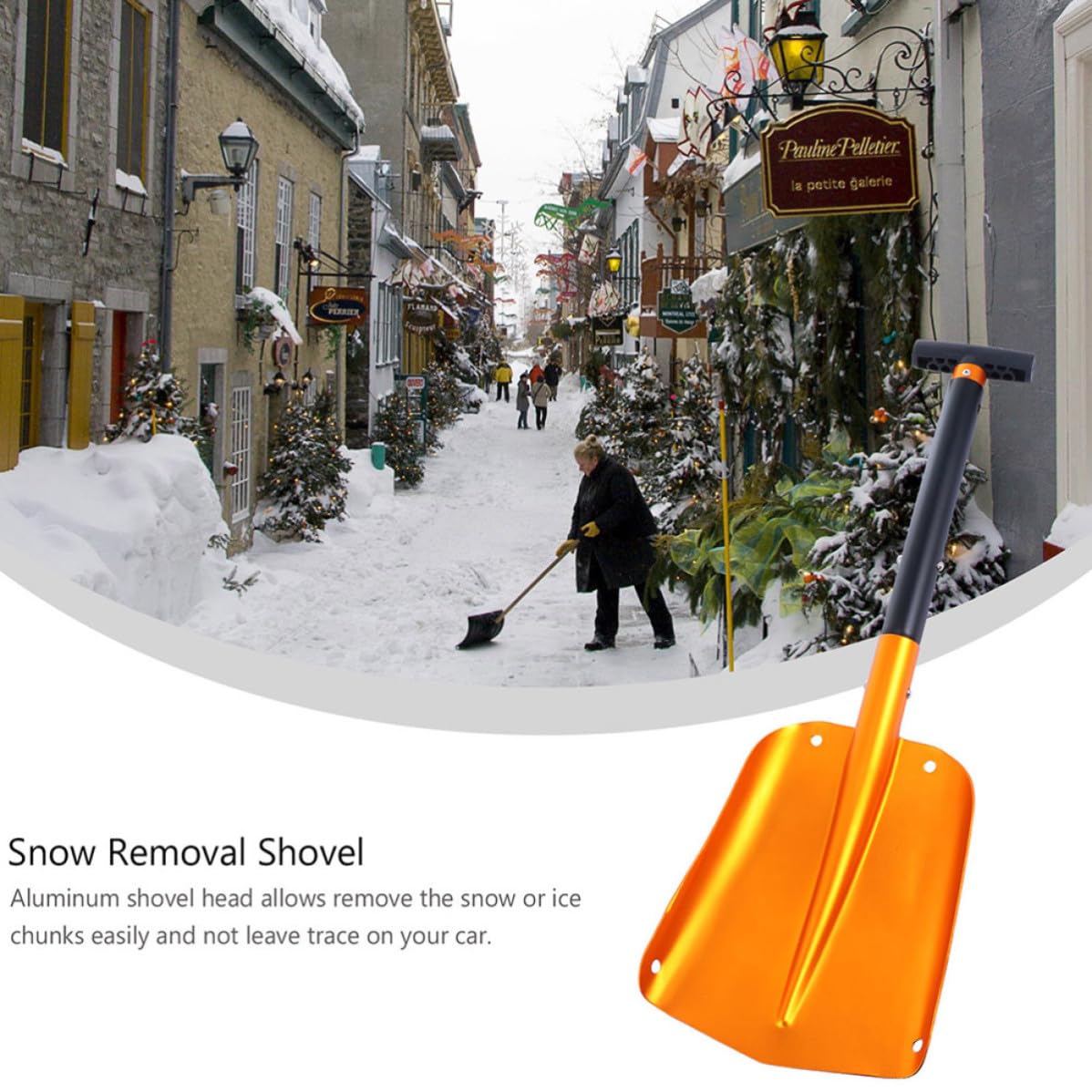 SHINEOFI Pala Neve Alluminio Pieghevole per Auto, Strumento da Viaggio Resistente per Rimuovere Neve e Ghiaccio, per Applicazioni Esterne e Situazioni Invernali