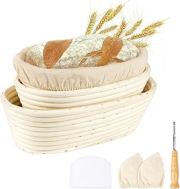 Cestino Pane Lievitazione Ovale 3 Pezzi - Set Professionale per Panificazione Domestica