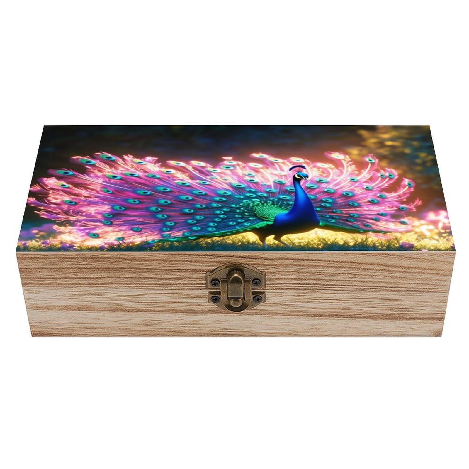 asbwuo Peacock Vintage Wooden Keepsake Box