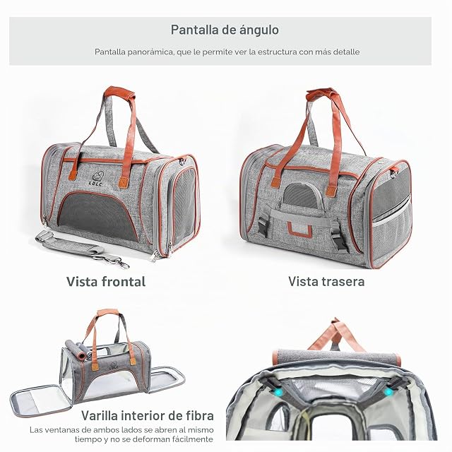 Foto 7 de 7 de PETCUTE Transportín para Perros y Gatos,Transportín de Viaje Portátil y Transpirable para Perro con Cojín…